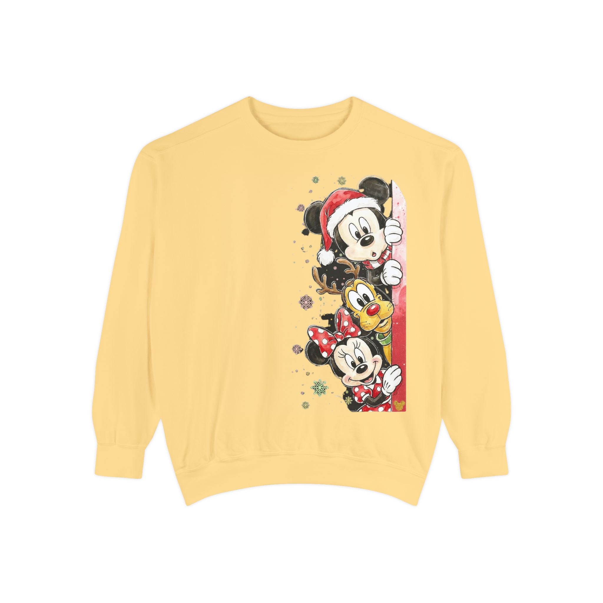 Christmas Disney Characters Sweatshirt  Mickey, Minnie & Pluto Holiday Crew Cartoon Christmas T-shirts and Sweaters