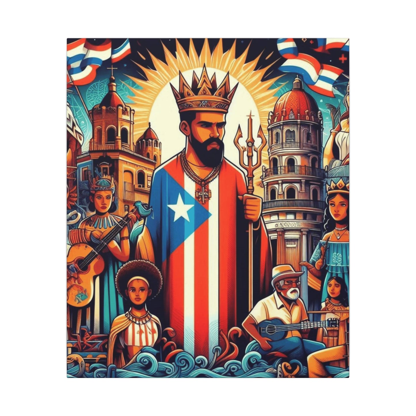 Vibrant Puerto Rican Art Canvas, Cultural Wall Decor, Celebration Decor, Unique Gift, Home Accent, Multi-Size