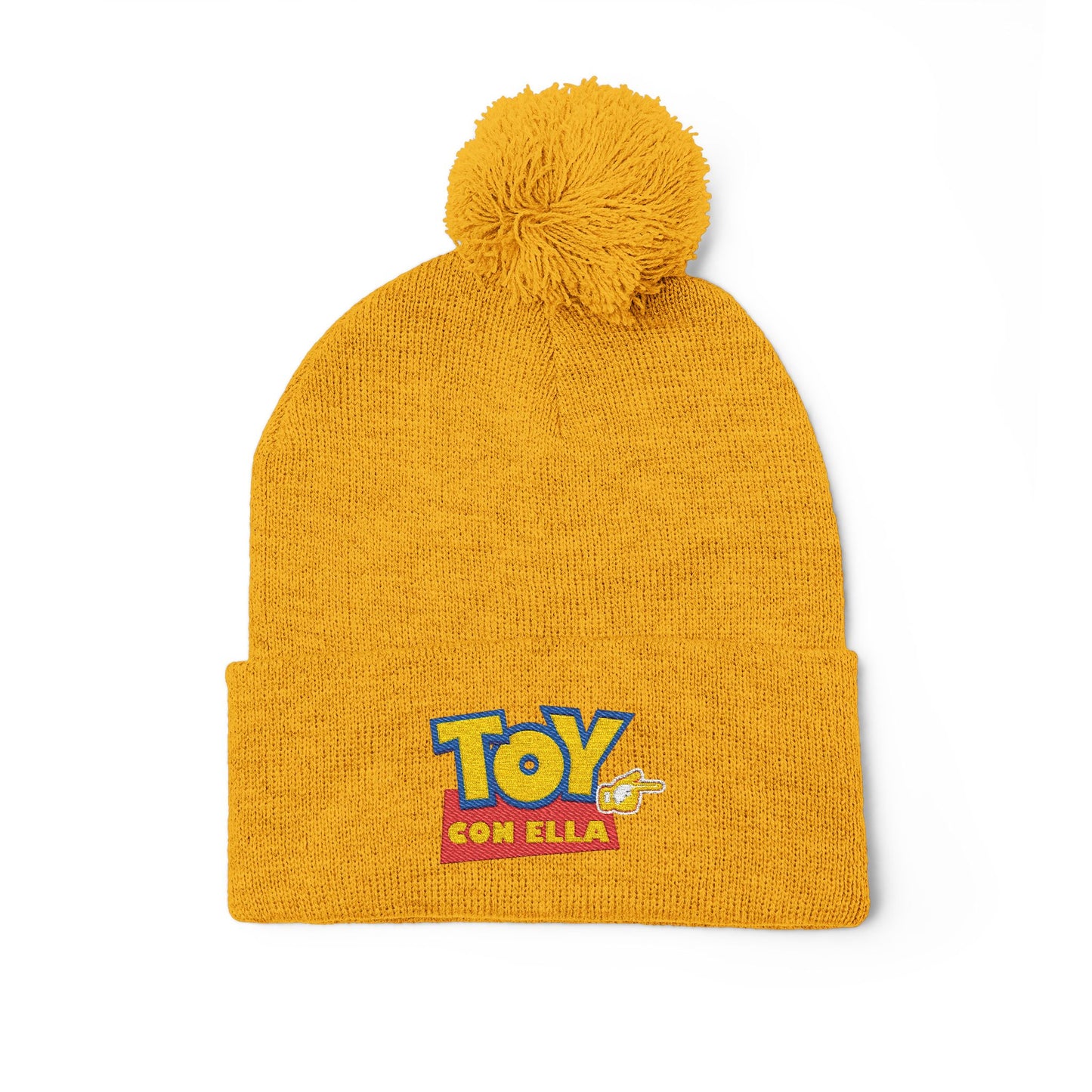 Toy Story Embroidered Pom-Pom Knit Cap Humor Cuffed Beanie – Warm, Soft & Sassy Winter Hat