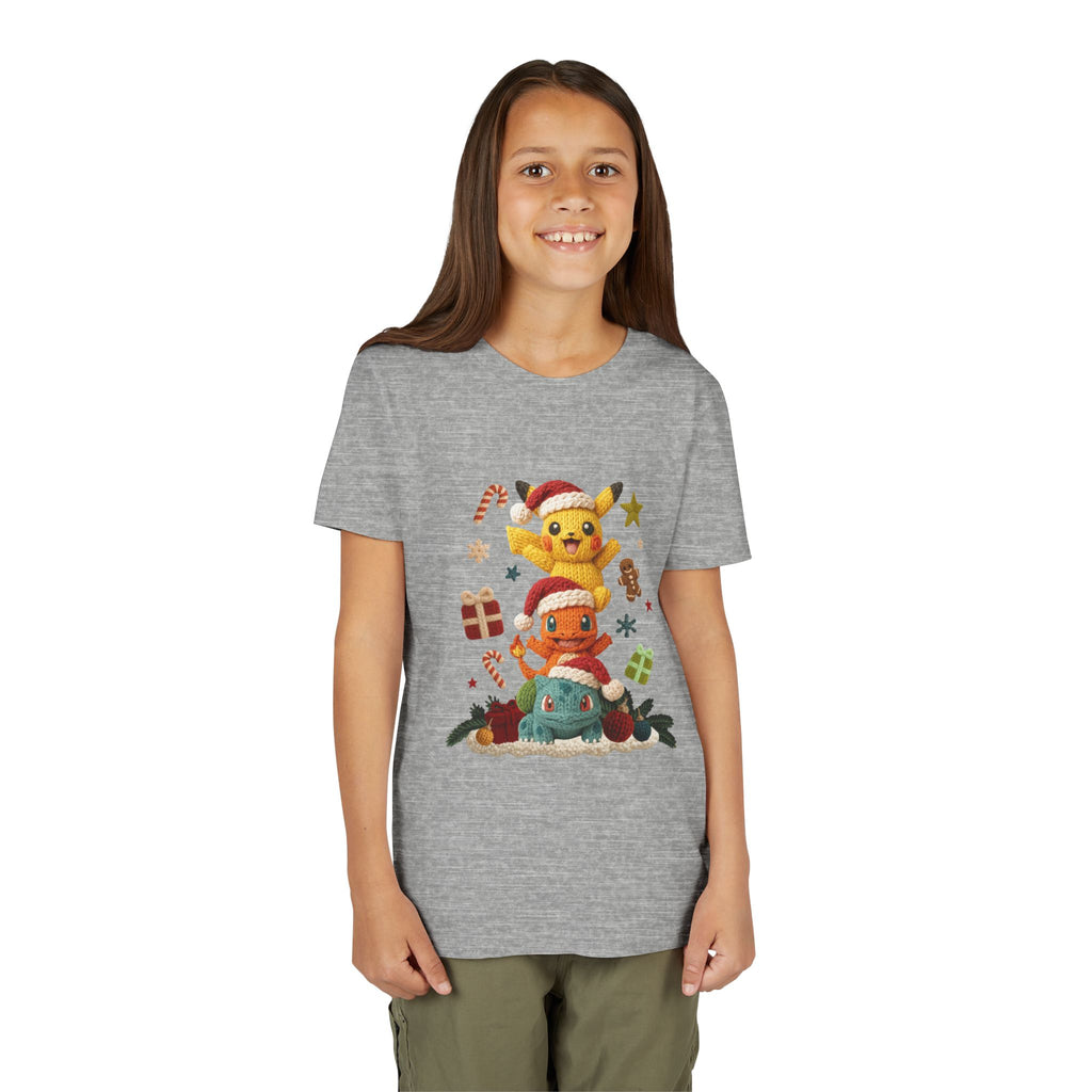 Kids Holiday Tee  Cute Stacked cartoon Characters Christmas Design