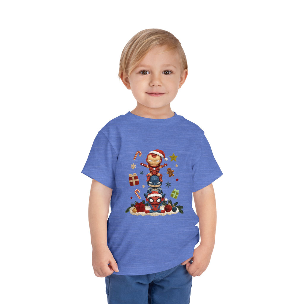 Toddler Tee  Cute Stacked Superhero Christmas Pile christmas kids collection