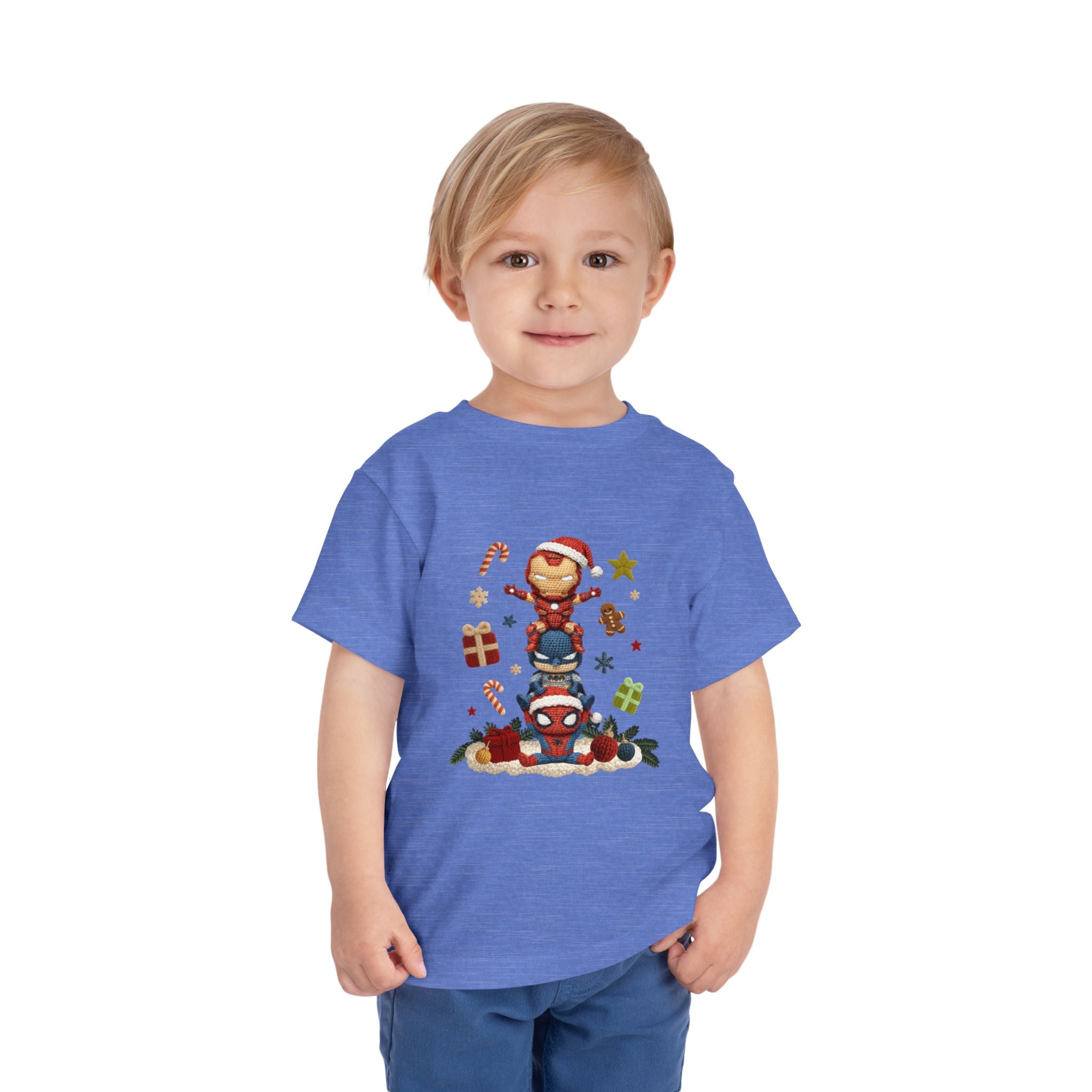 Toddler Tee  Cute Stacked Superhero Christmas Pile christmas kids collection