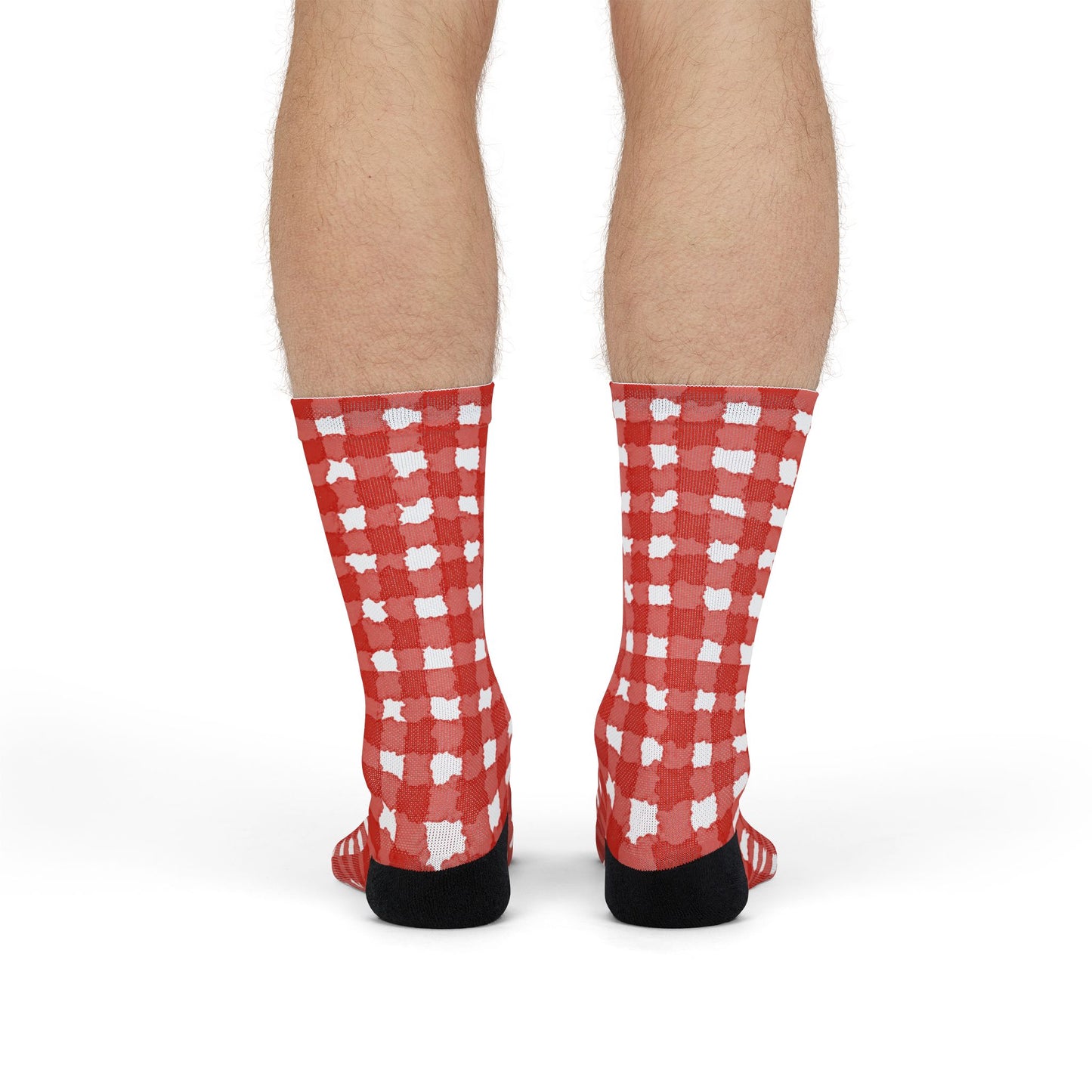 Red Gingham Crew Socks  Buffalo Plaid Sublimation Socks