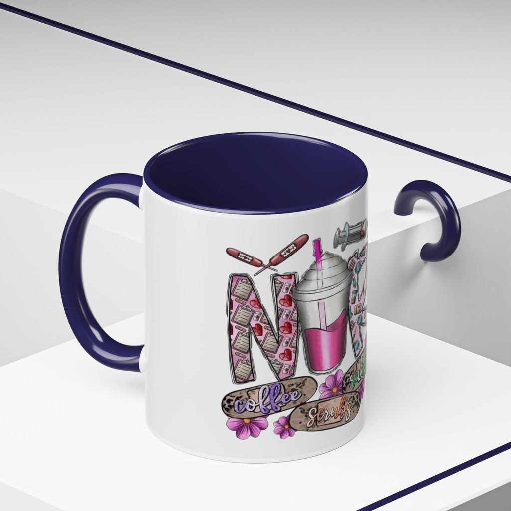 Nurse Love Coffee Mug  Cute Floral Medical Stethoscope & Syringe Design (11/15oz) Medical Christmas Mug