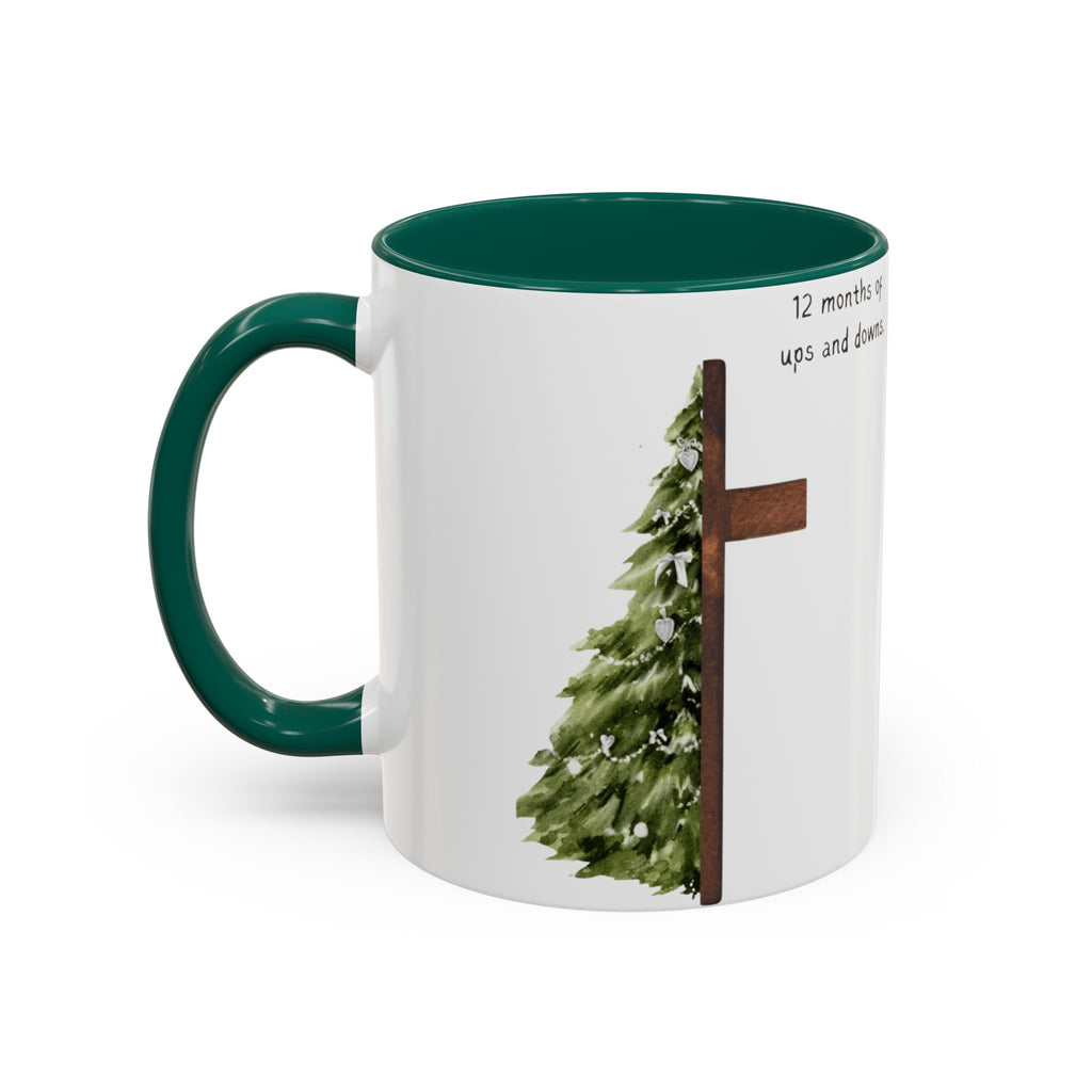 Christian Cross & Pine Tree Mug — Faith Reminder Coffee Cup (11oz/15oz)