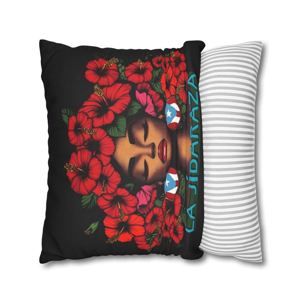 La Jíbara Pillowcase – Puerto Rican Floral Hair Art Square Pillow  Puerto Rico Culture Pillow