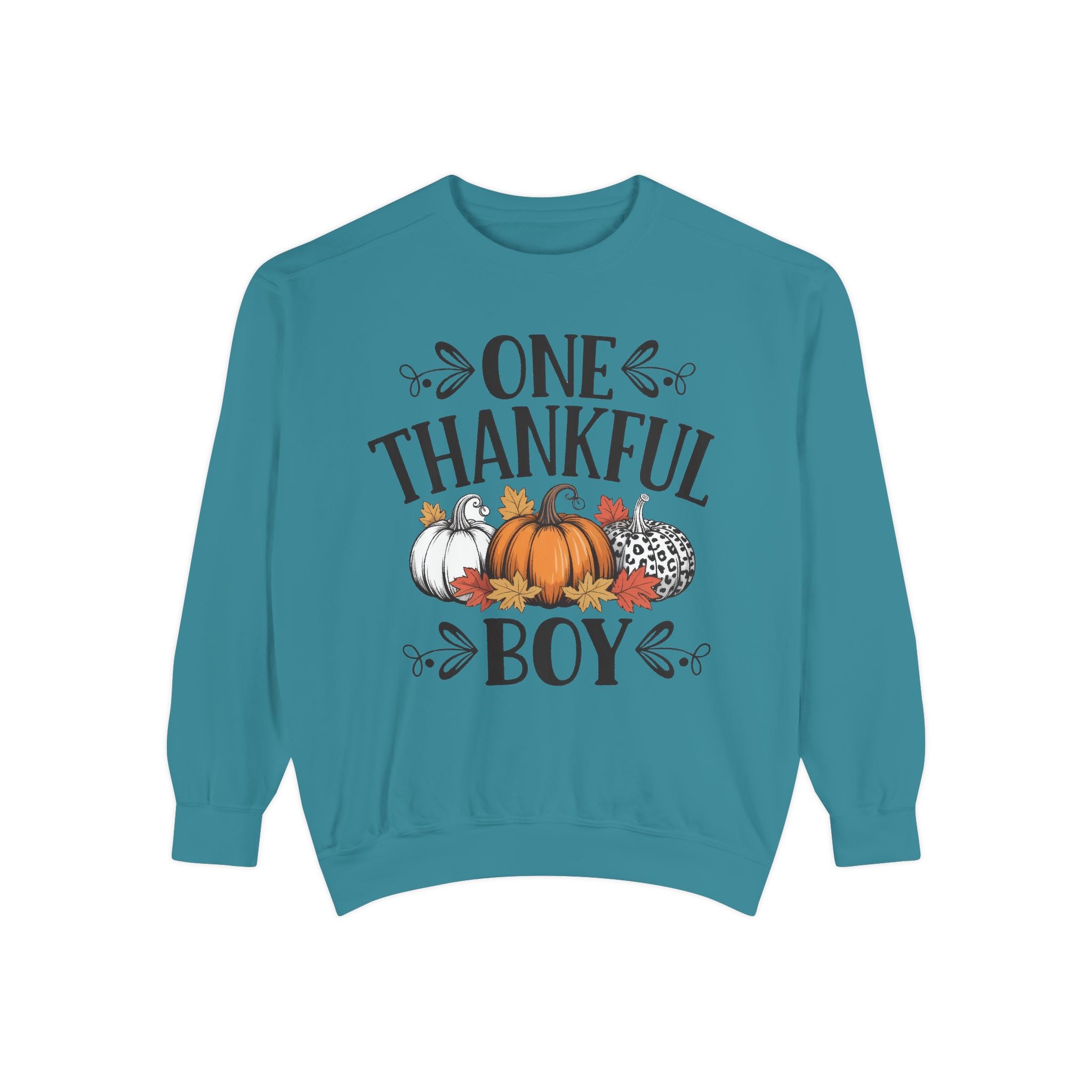 Thankful Boy Sweatshirt  Fall Pumpkin Thanksgiving Crewneck Fall T-Shirts and Sweatshirts Collection