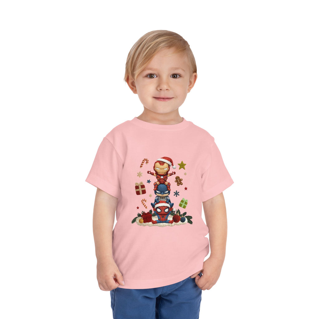 Toddler Tee  Cute Stacked Superhero Christmas Pile christmas kids collection