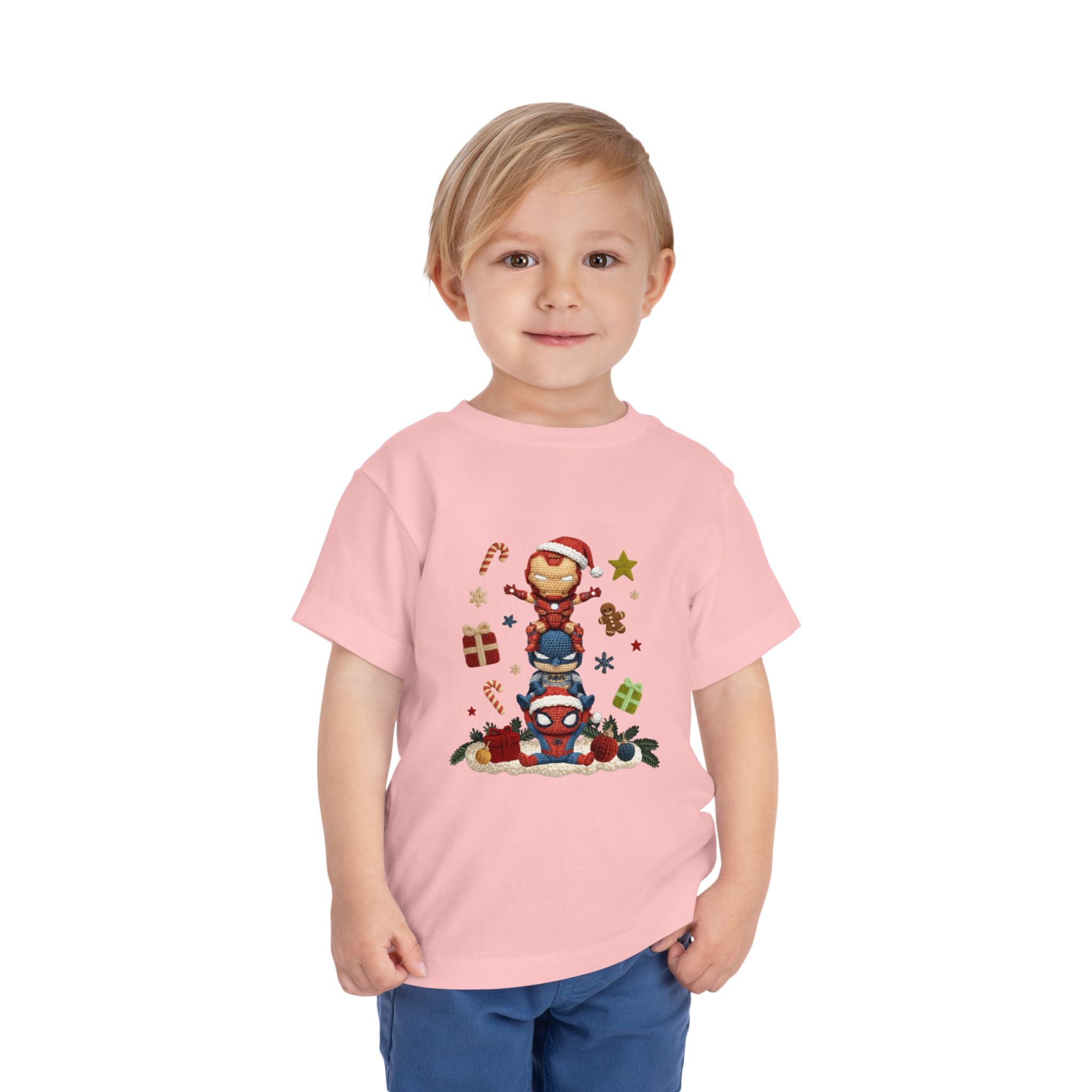 Toddler Tee  Cute Stacked Superhero Christmas Pile christmas kids collection