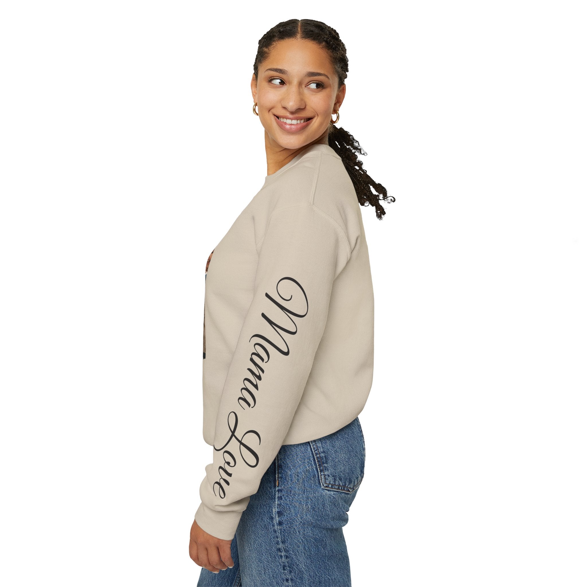 Mama Photo Collage Sweatshirt — "MAMA: clothed in strength & dignity" Sleeve Script