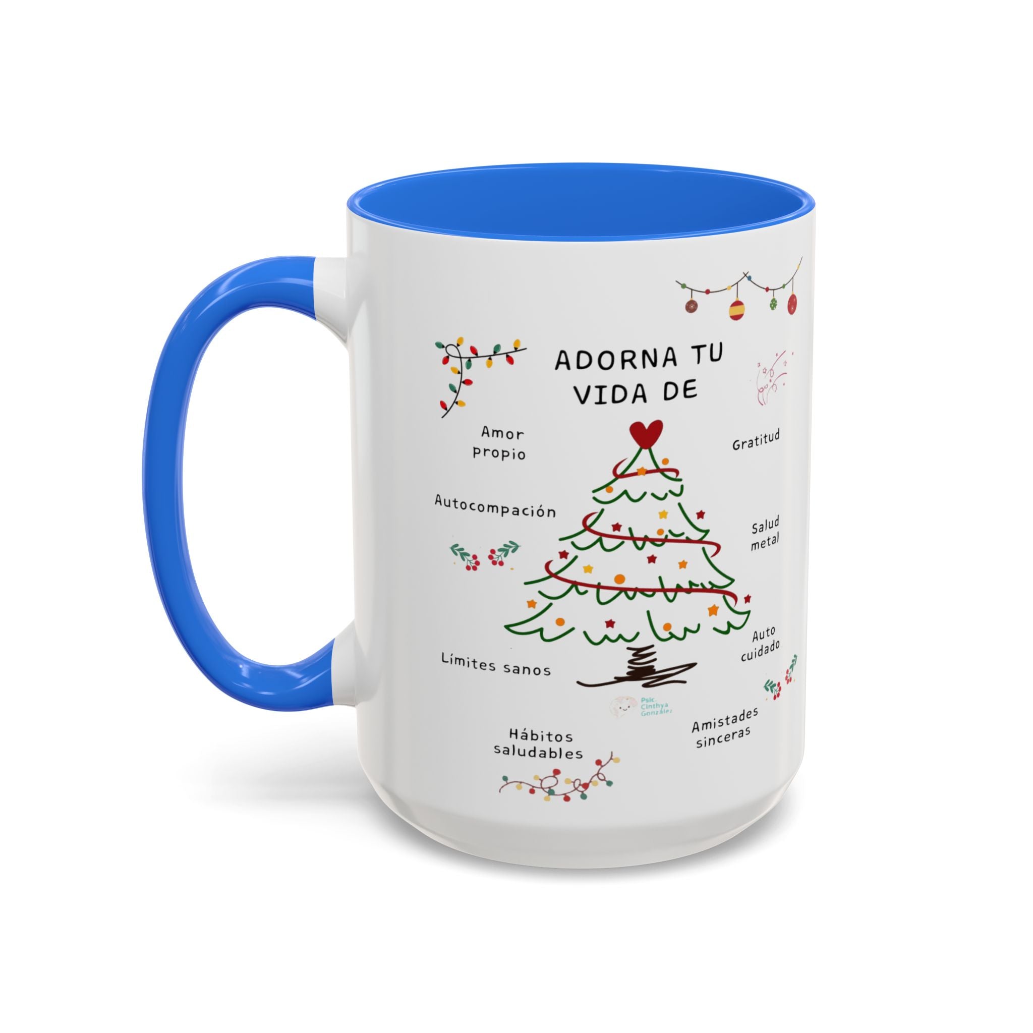 Mug — 'Adorna Tu Vida' Christmas Tree Spanish Holiday Coffee Mug (11oz/15oz)