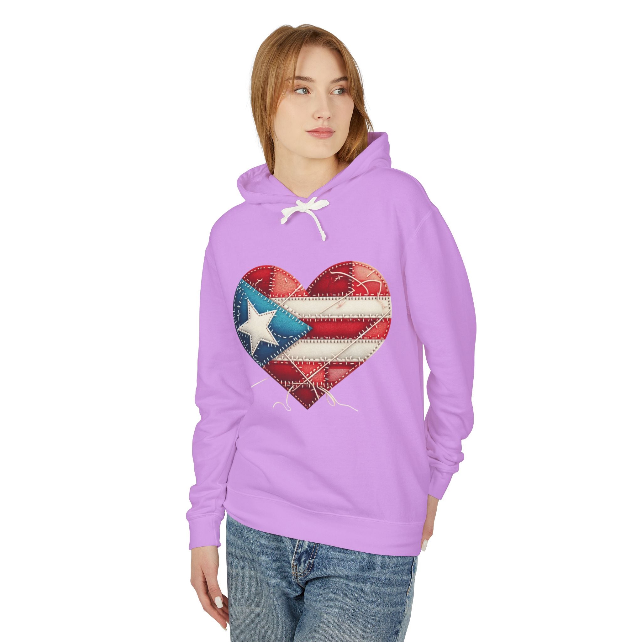 Puerto Rico Heart Flag Hoodie  "Jíbaro" Back Graphic