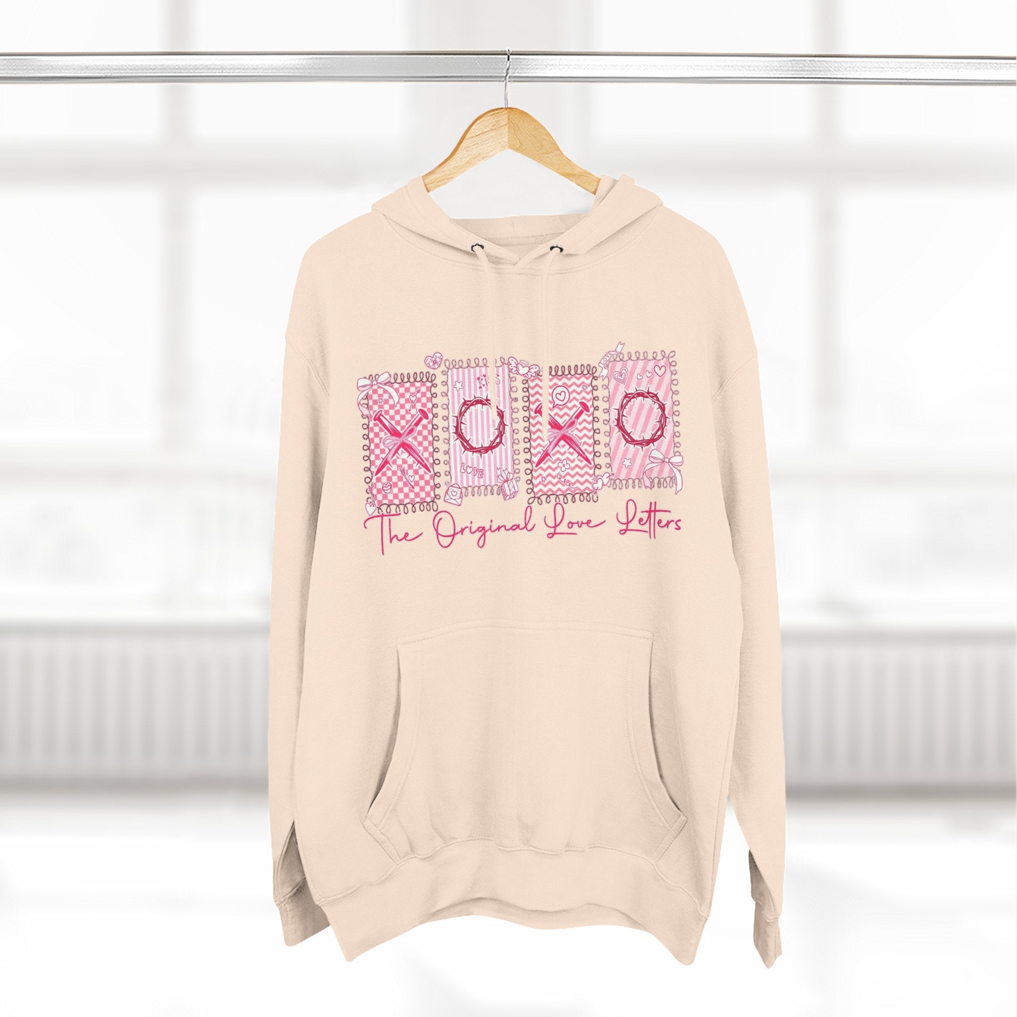 Hoodie  Pink XOXO Three Panel Love Letters Fleece Hoodie