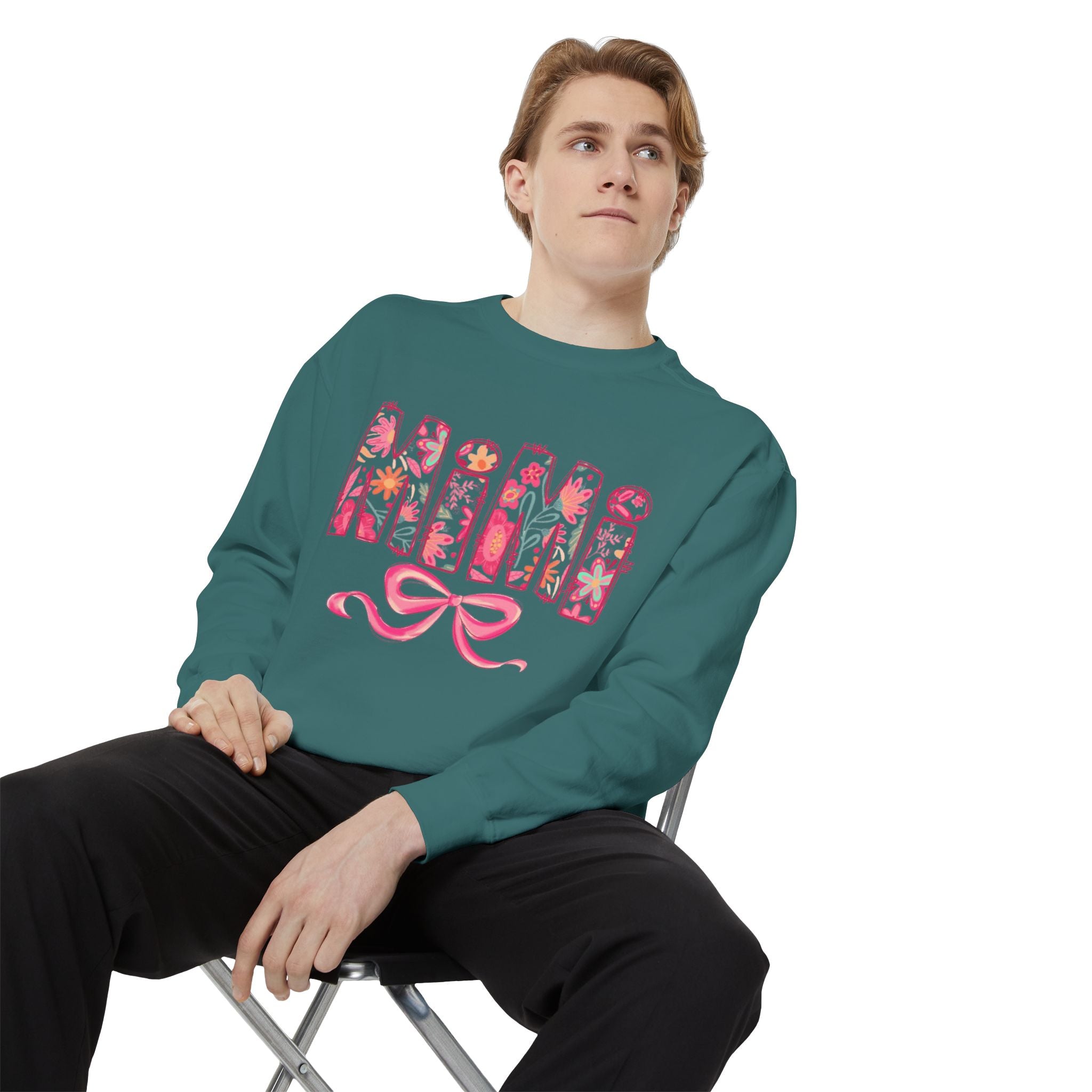 Mama Floral Sweatshirt  Pink Floral 'MAMA' Design with Bow