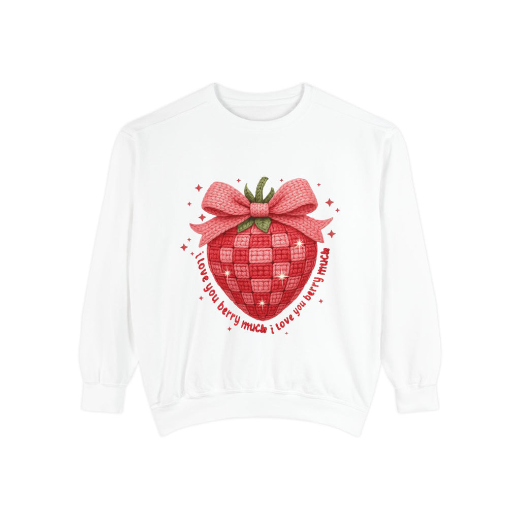 Strawberry Bow Sweatshirt  "I Love You Berry Much" Cute Valentine Pullover