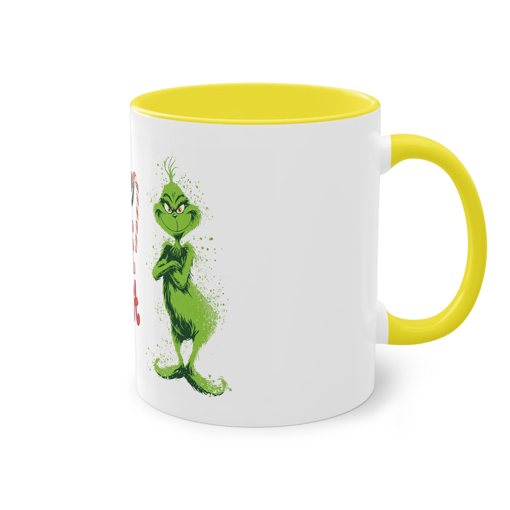 Cute Grinch Two-Tone Coffee Mug - Perfect for Holiday Cheer! Christmas Mugs Collection