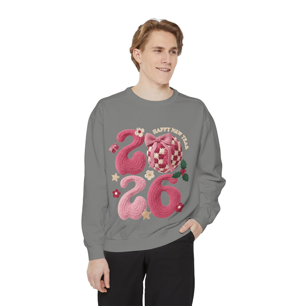 Happy New Year 2026 Sweater  Pink Festive Graphic Sweatshirt