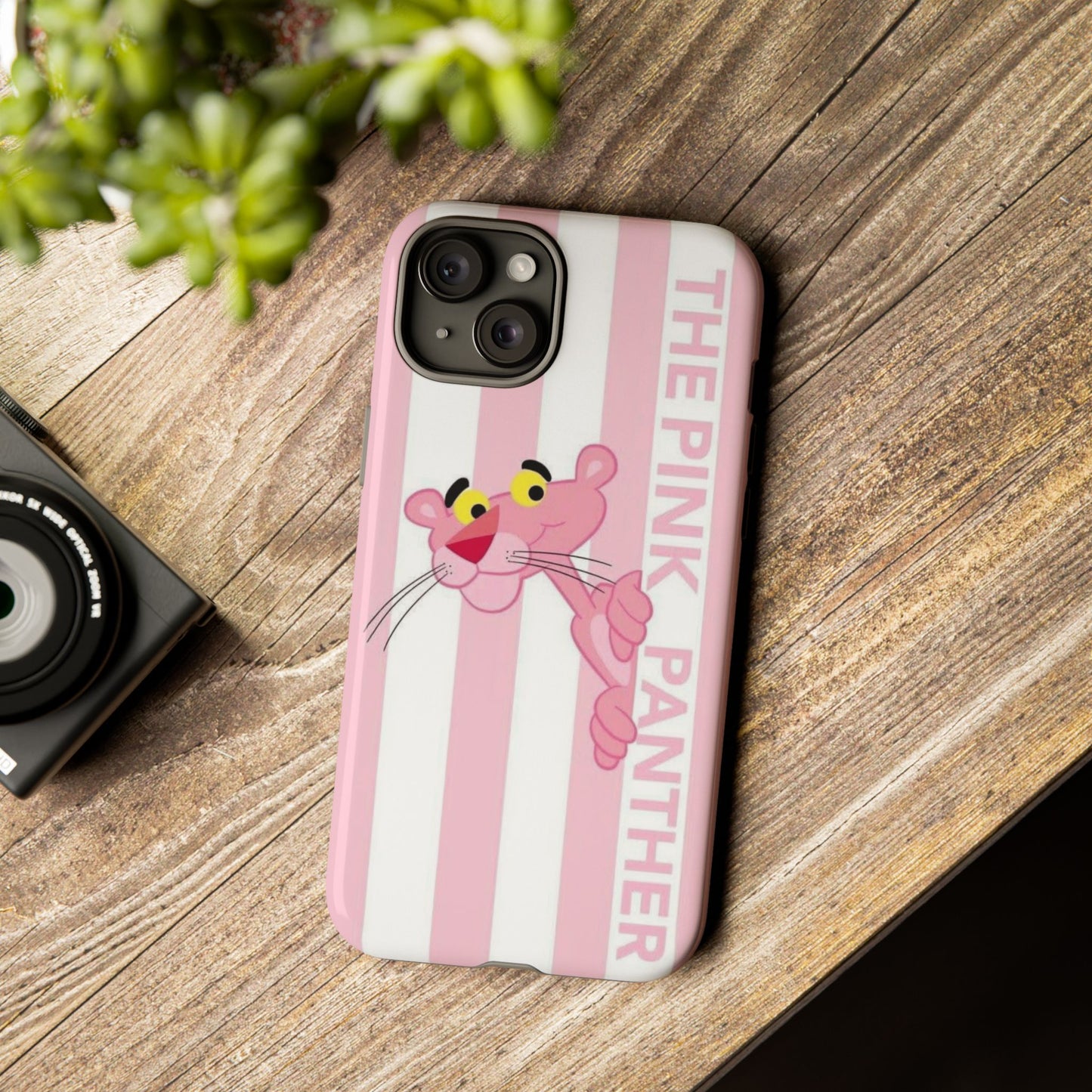 Pink Panther Tough Case Retro Striped Phone Case with "The Pink Panther" Design