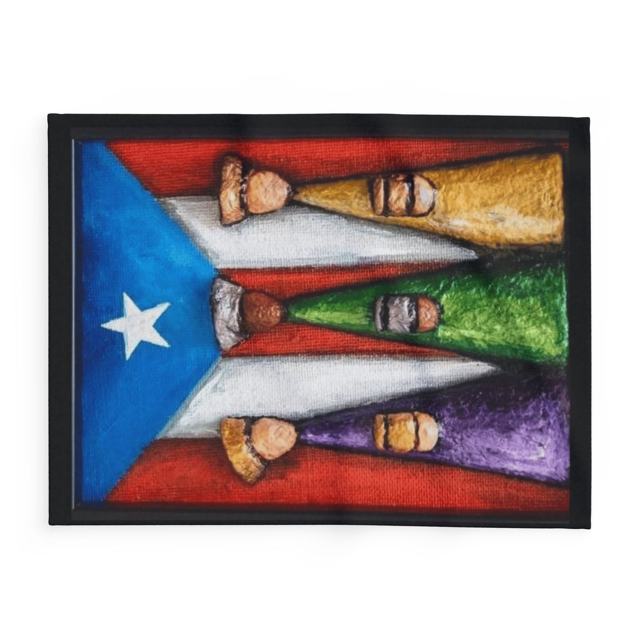 Puerto Rican Flag Nativity Fleece Blanket Three Kings Day Navidad Boricua