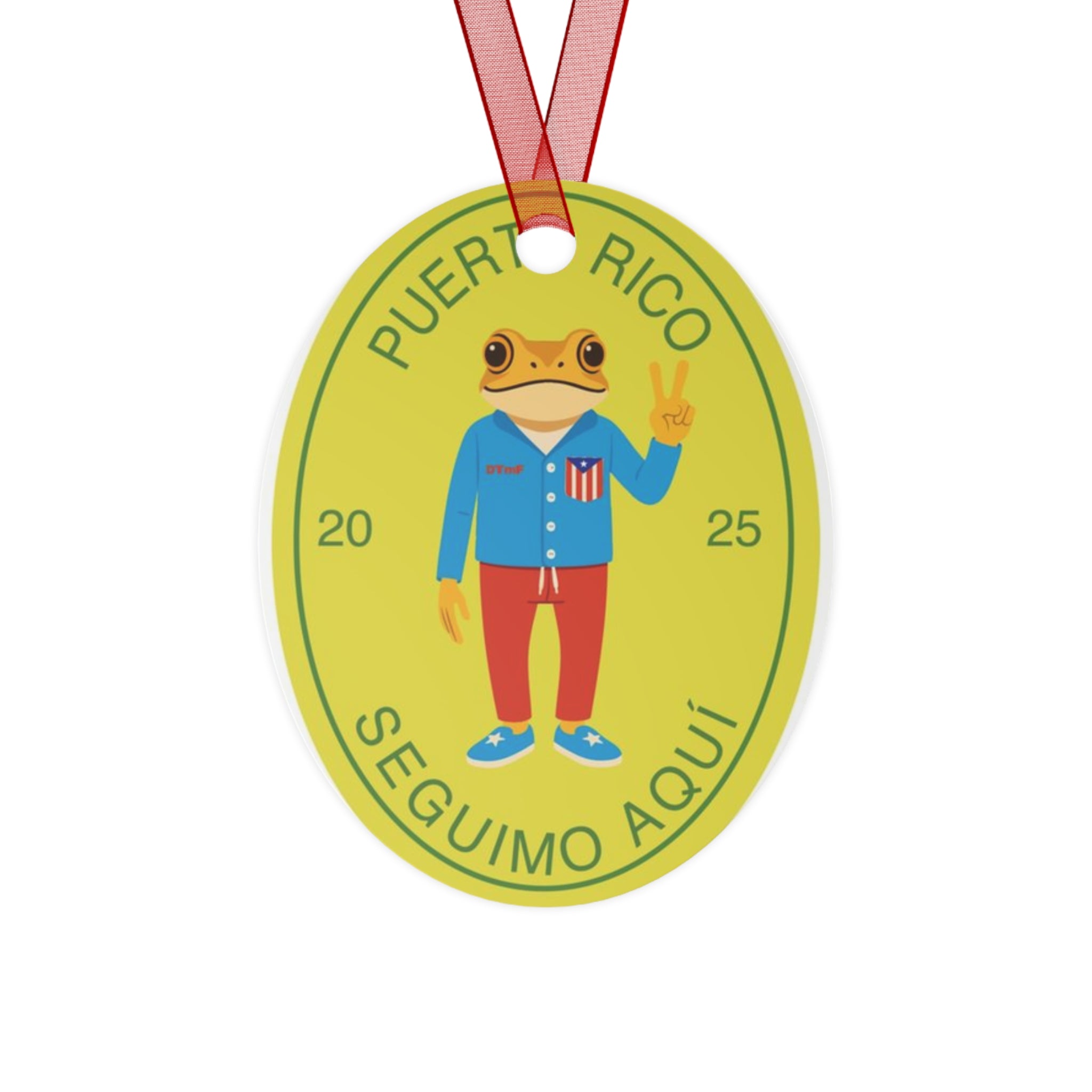 Puerto Rico Frog Metal Ornament - Fun Holiday Decoration 2025