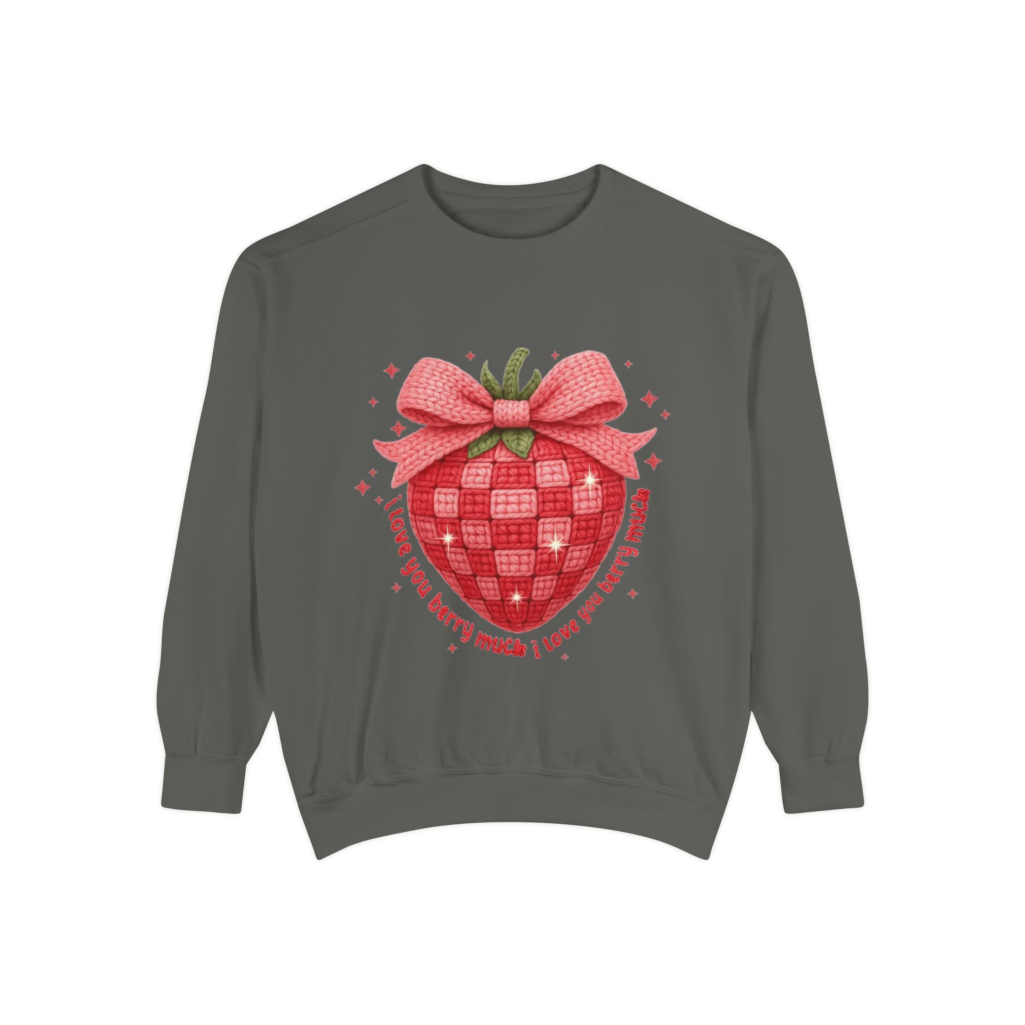 Strawberry Bow Sweatshirt  "I Love You Berry Much" Cute Valentine Pullover