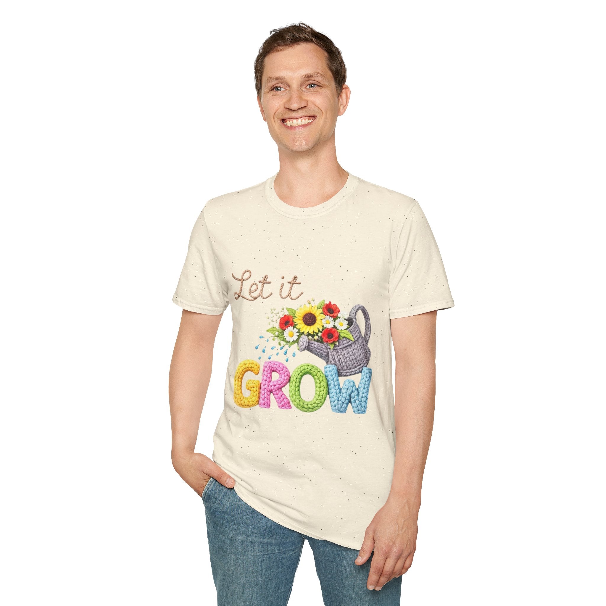 Let It Grow T-Shirt — Floral Watering Can Garden Tee
