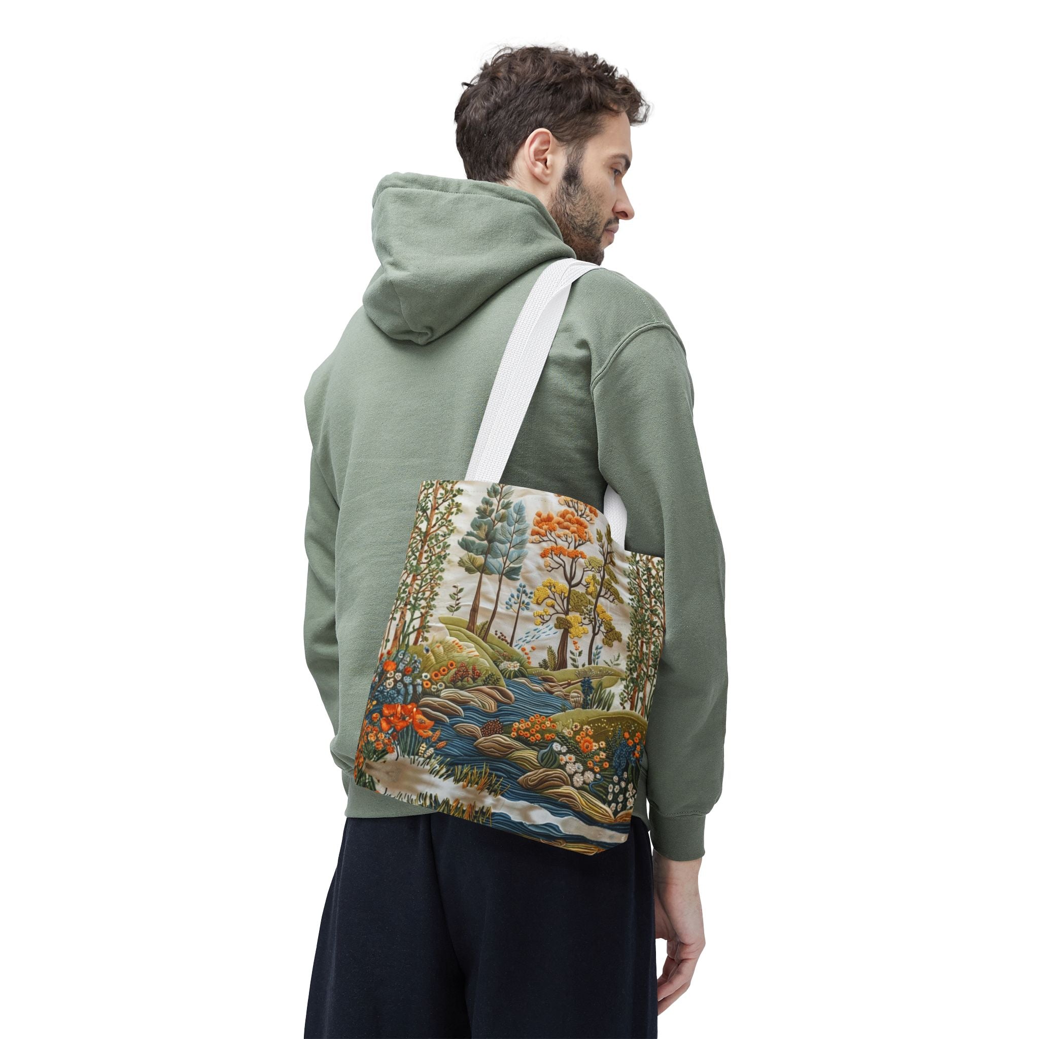 Scenic Meadow Tote Crochet-Decorated Tote Bags