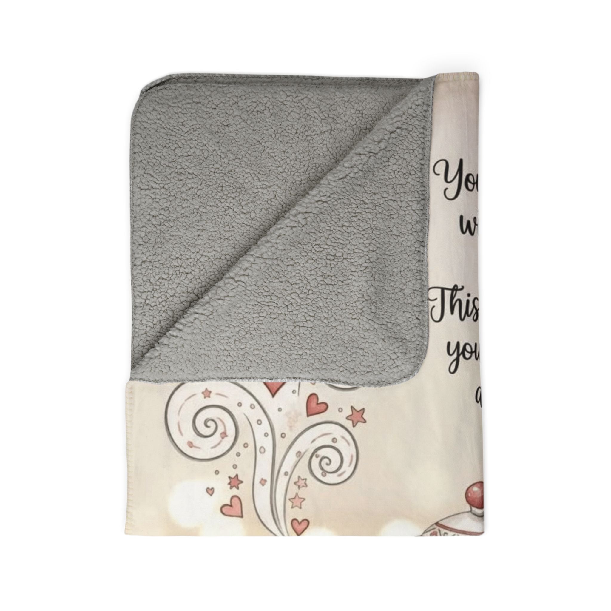 Christmas Tea Tribute Fleece Sherpa Blanket  "Mom" & "Dad" Cozy Holiday Message Holiday Christmas Blanket,