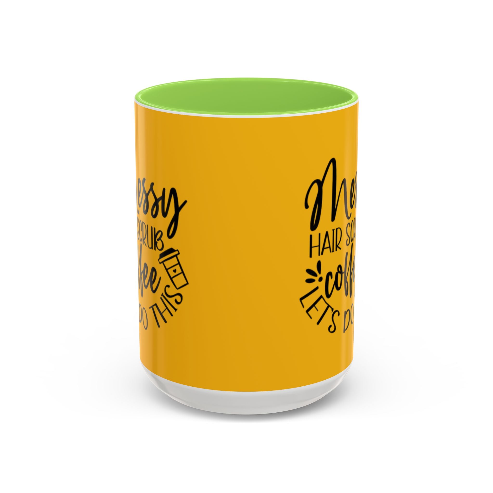 Holiday Coffee Cups with Festive Quotes & Designs Messy Hair Coffee Mug - Fun Yellow Ceramic Cup for Coffee Lovers
