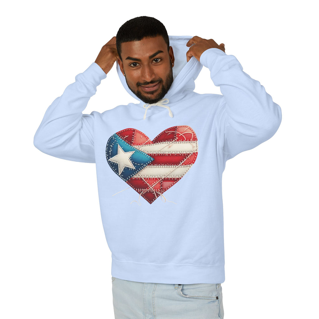 Puerto Rico Heart Flag Hoodie  "Jíbaro" Back Graphic