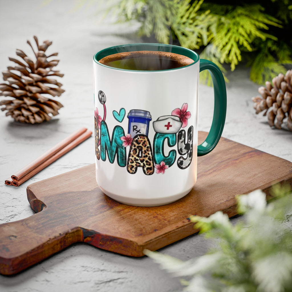 Pharmacy Nurse Coffee Mug — Cute Leopard & Teal Medical Design (11oz/15oz)Christmas mug for all healthcare heroes