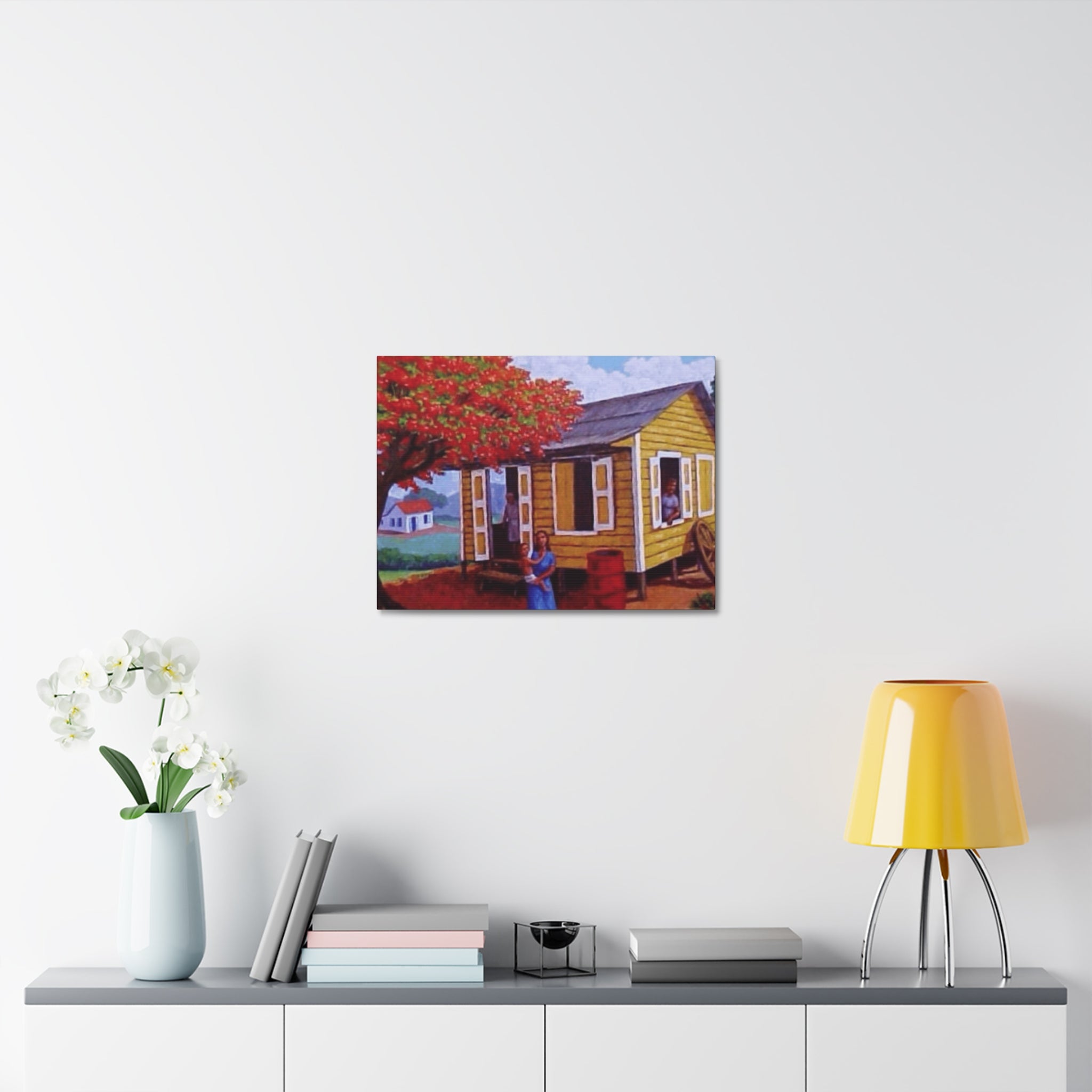 The Soul of Puerto RicoCaribbean Cottage Stretched Canvas  Tropical Village Scene Wall Art