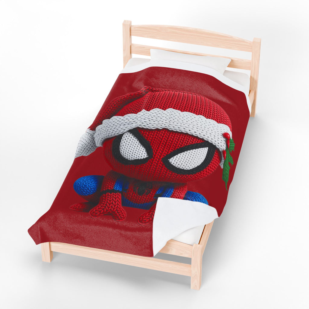Magical Christmas Cartoon Blanket Christmas Spider Plush Blanket Cute Santa Hat Knit Spider-Man Throw