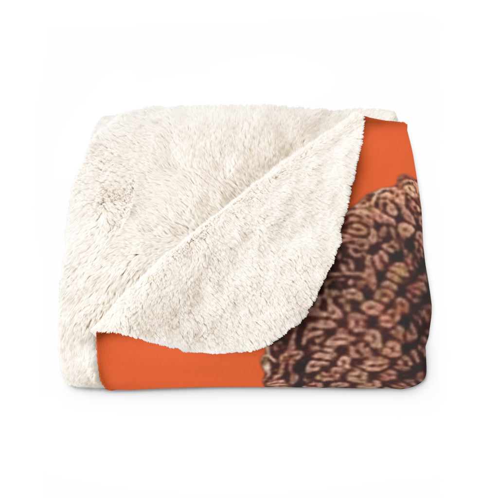 Cozy Crochet Mouse Holiday Sherpa Blanket — Cute Gingerbread Toy Wrapped in Christmas Lights