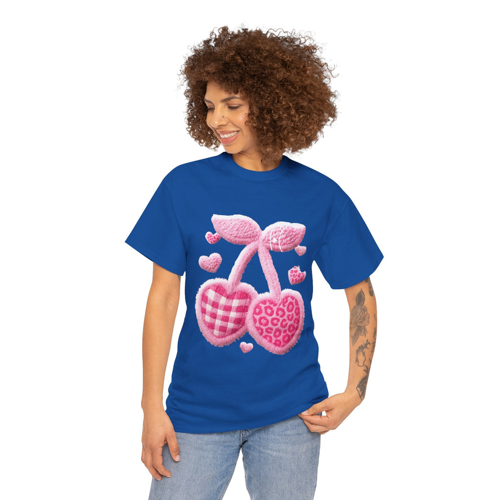 Pink Heart Cherries Tee  LOVE Graphic Valentine T-Shirt