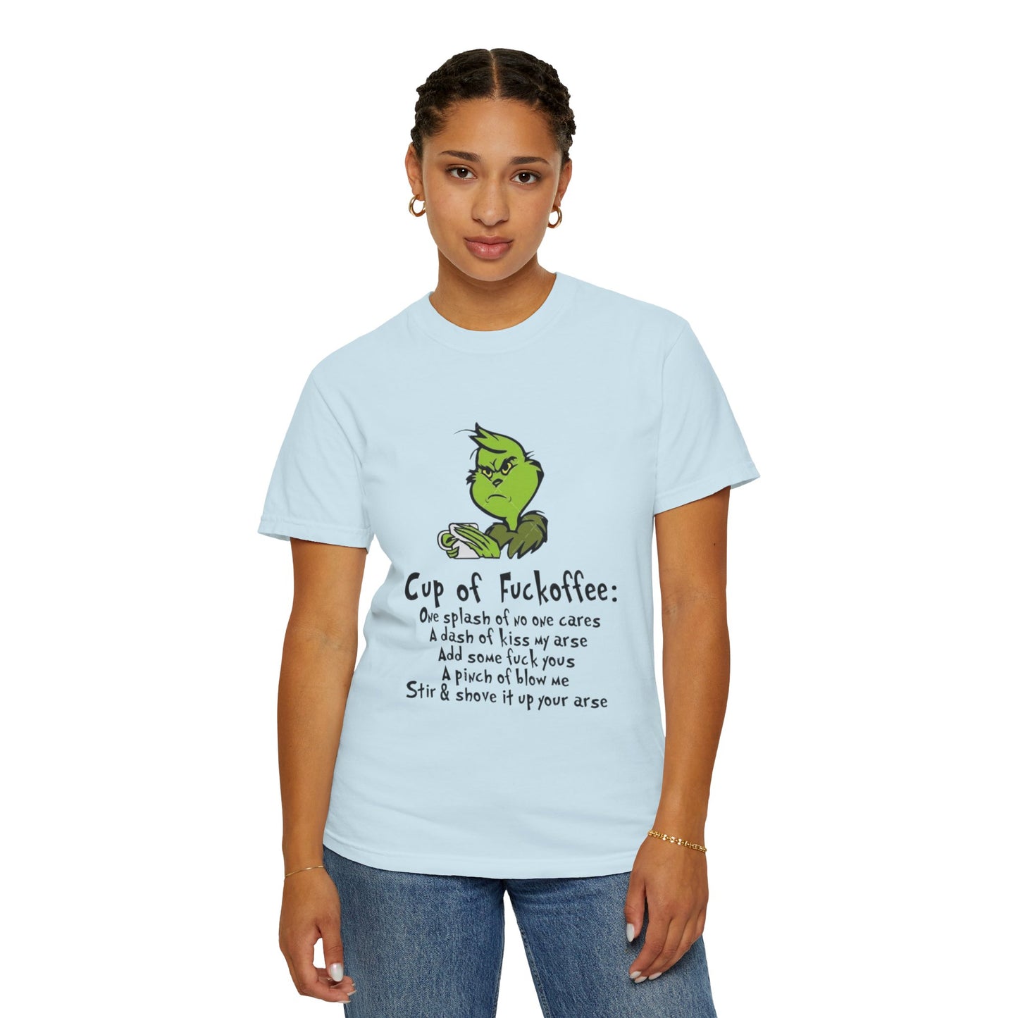 Holiday Graphic Tees  Cozy Festive Wear Funny Grinch-Inspired Unisex T-Shirt Cup of Fuckoffee