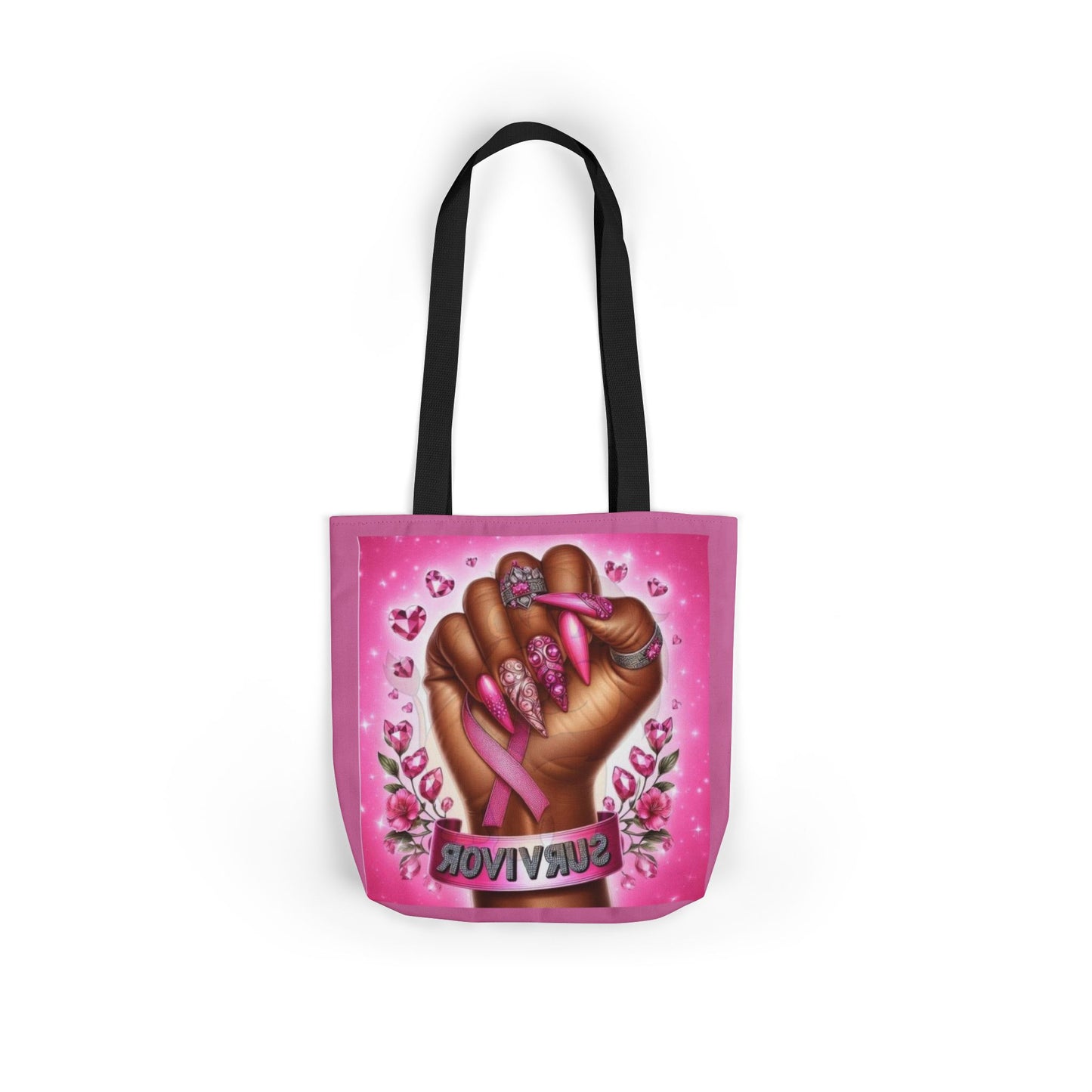 Breast Cancer Survivor Tote Bag  Pink Ribbon Empowerment Canvas Tote