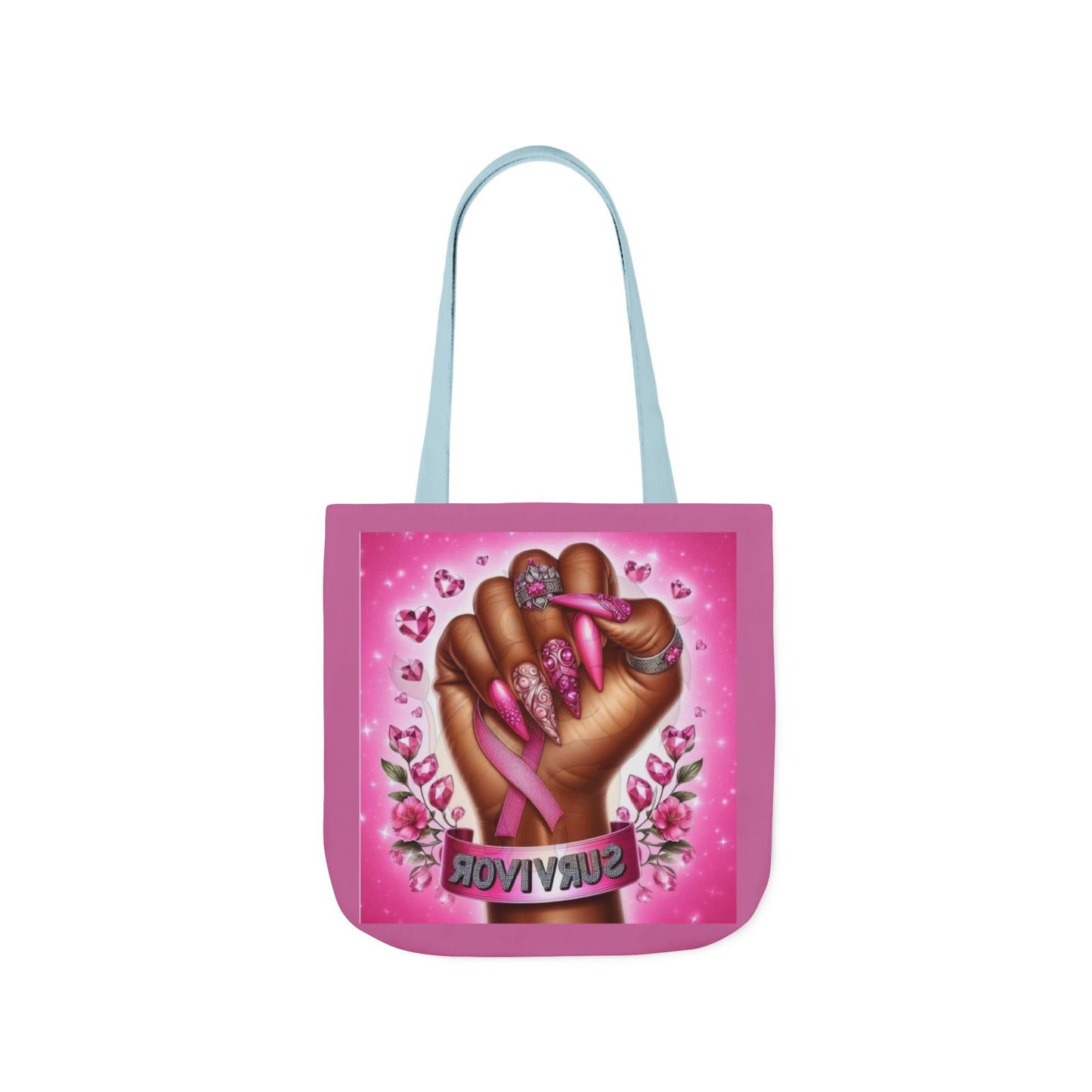 Breast Cancer Survivor Tote Bag  Pink Ribbon Empowerment Canvas Tote
