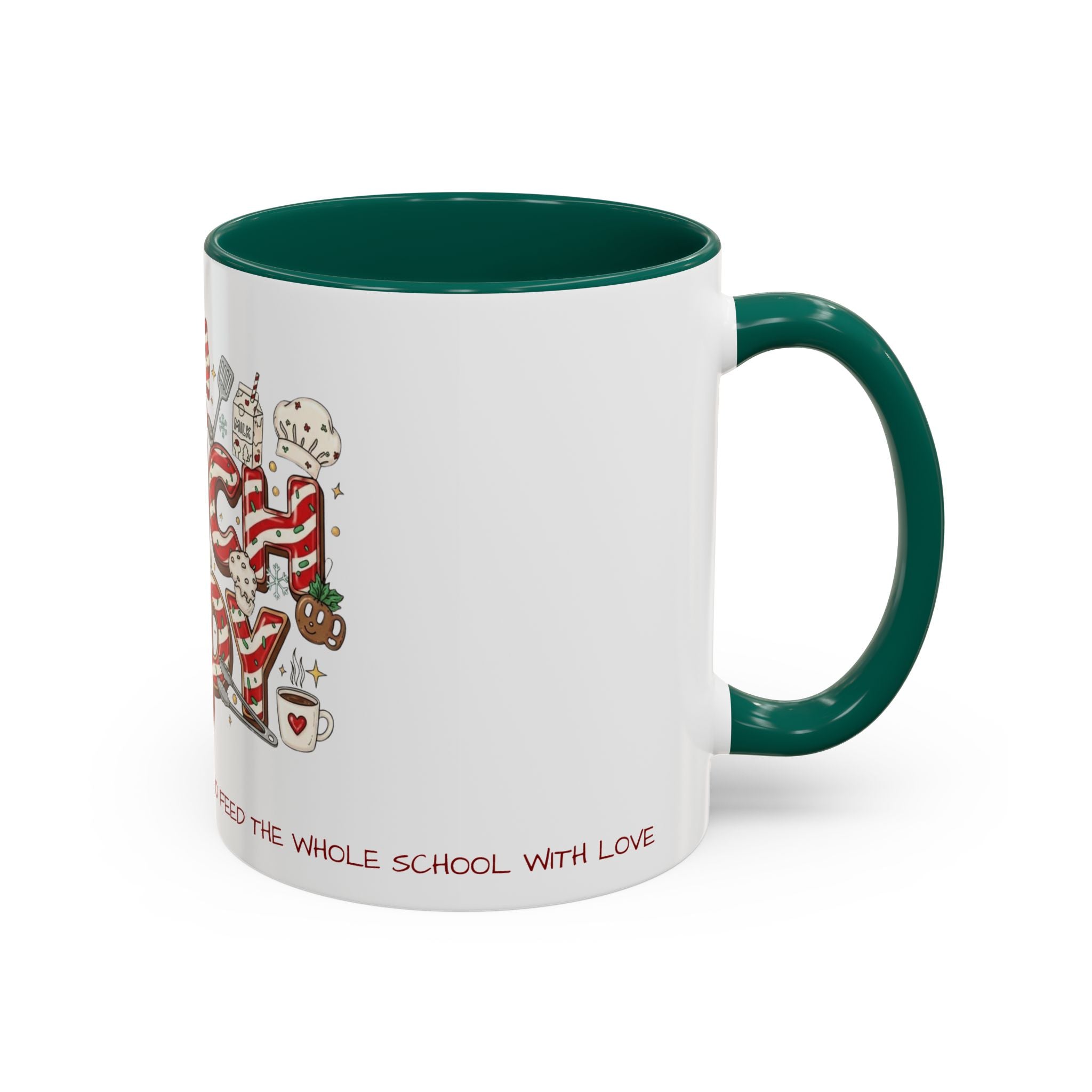 Lunch Lady Mug "Cafeteria Hero Who Feeds the Whole School With Love" | 11oz/15oz Gift  School Staff Christmas Mug Collection