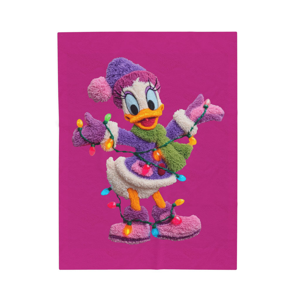 Daisy Duck Holiday Velveteen Plush Blanket — Cozy Christmas Lights Throw for Kids & Fans
