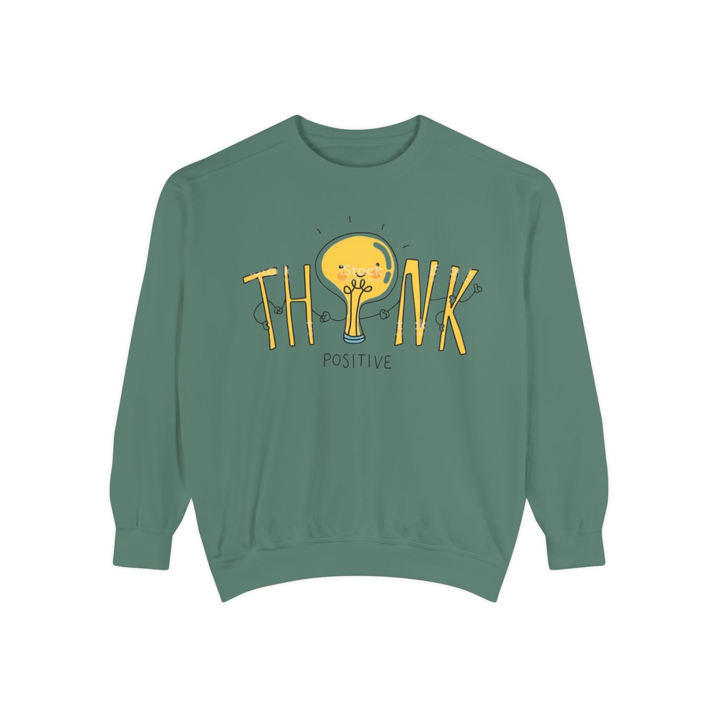Think Positive Sweatshirt  Cute Lightbulb Graphic Positive Vibes Crewneck