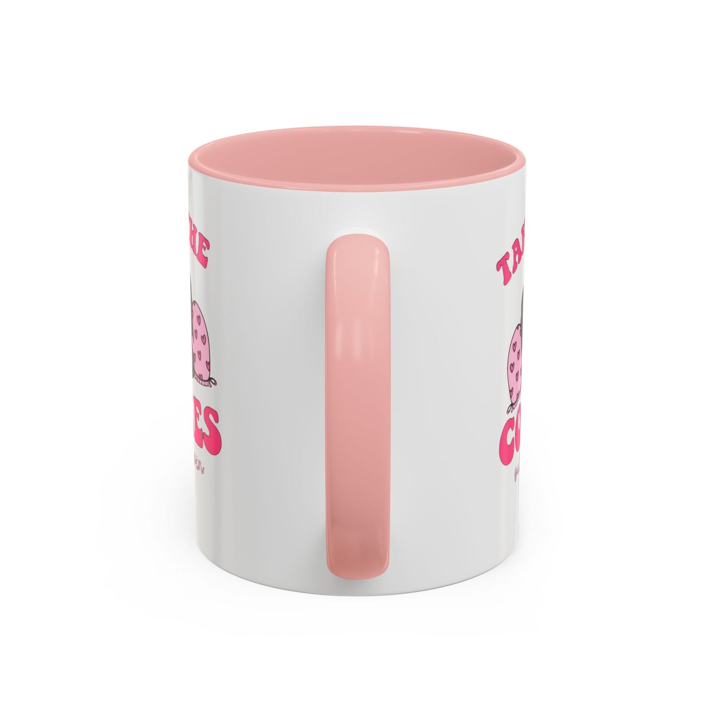 Accent Coffee Mug — "Taking the Cookies" Cute Pink Baking Design Coffee Cup for Fun Celebrations