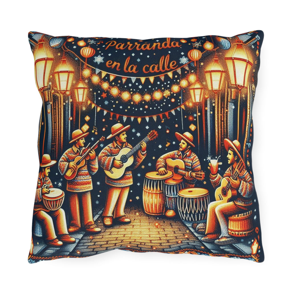 Puerto Rico Culture Pillow Outdoor Pillow  Parranda en la Calle Latin Street Music Festival Throw Pillow