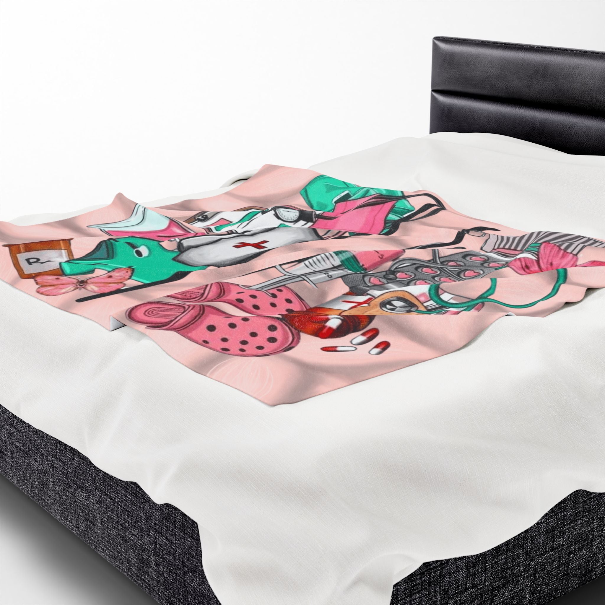 Nurse Essentials Velveteen Plush Blanket — Cute Medical Supplies Throw for Nurses & Caregivers