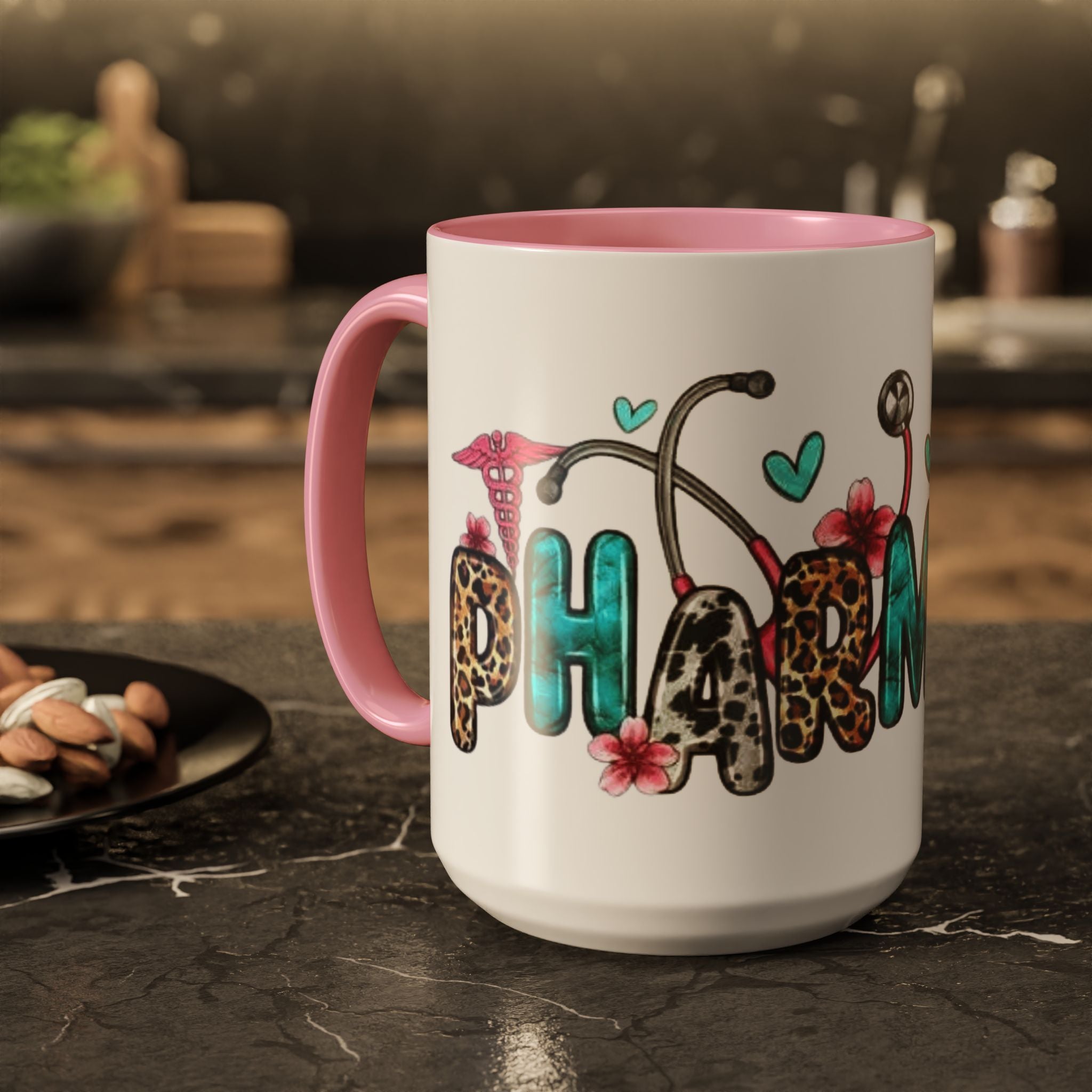 Pharmacy Nurse Coffee Mug — Cute Leopard & Teal Medical Design (11oz/15oz)Christmas mug for all healthcare heroes