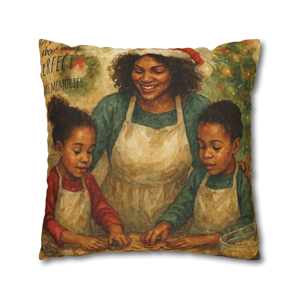 Holiday Baking Family Pillowcase — Square Decorative Throw Pillow