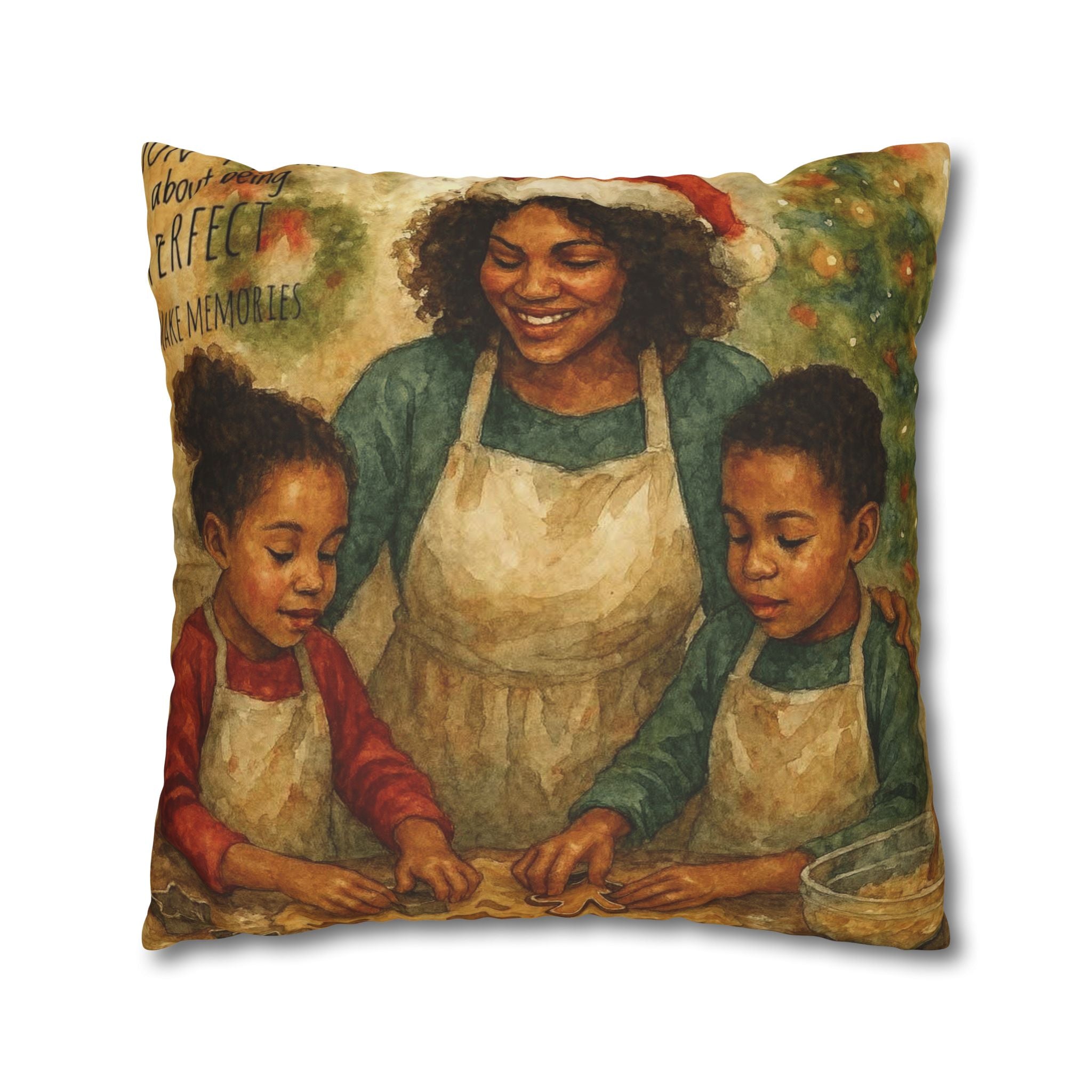 Holiday Baking Family Pillowcase — Square Decorative Throw Pillow