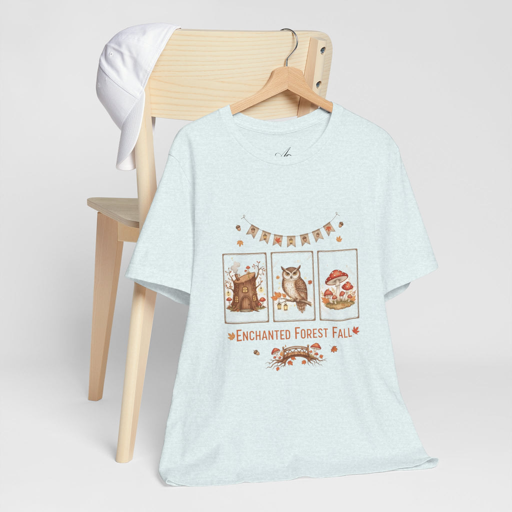 Enchanted Forest Fall Tee, Cute Owl Shirt, Autumn Graphic Tee, Nature Lover Gift, Cozy Fall Apparel, Wildlife T-Shirt, Unisex Fall Top