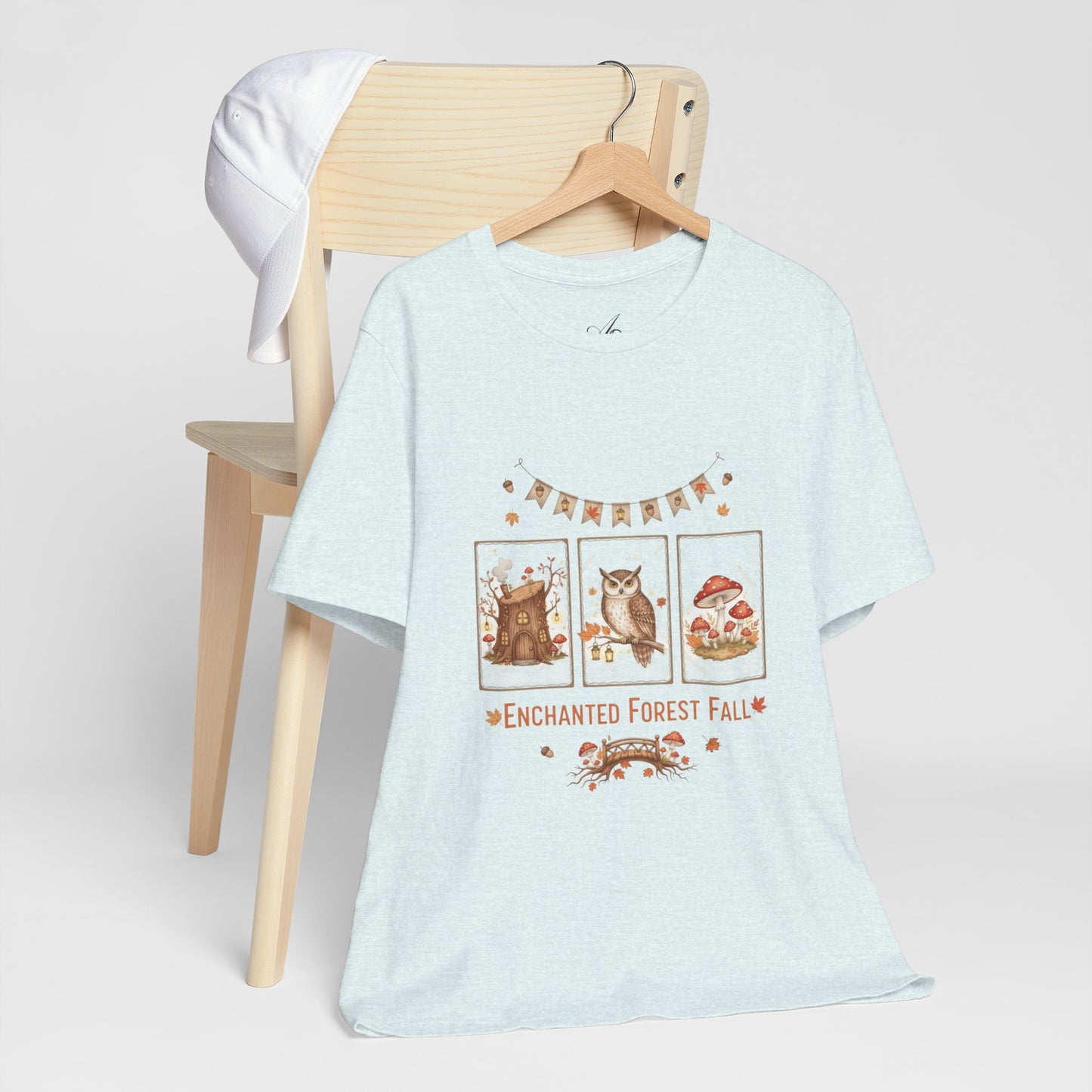 Enchanted Forest Fall Tee, Cute Owl Shirt, Autumn Graphic Tee, Nature Lover Gift, Cozy Fall Apparel, Wildlife T-Shirt, Unisex Fall Top