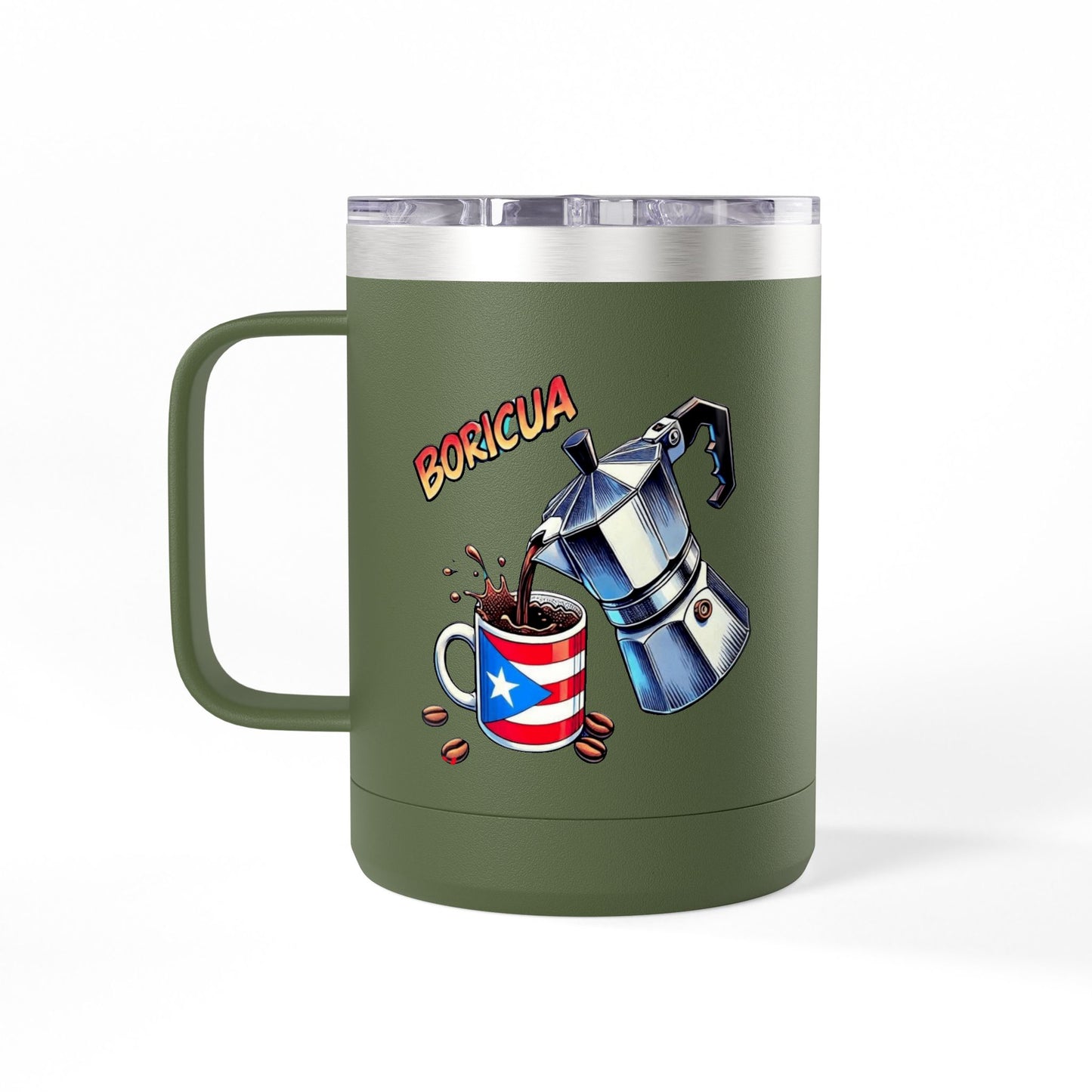 Puerto Rican Coffee Mug Tumbler, 15oz | Great Gift for Coffee Lovers, Unique Kitchen Decor, Perfect for Birthdays & Holidays